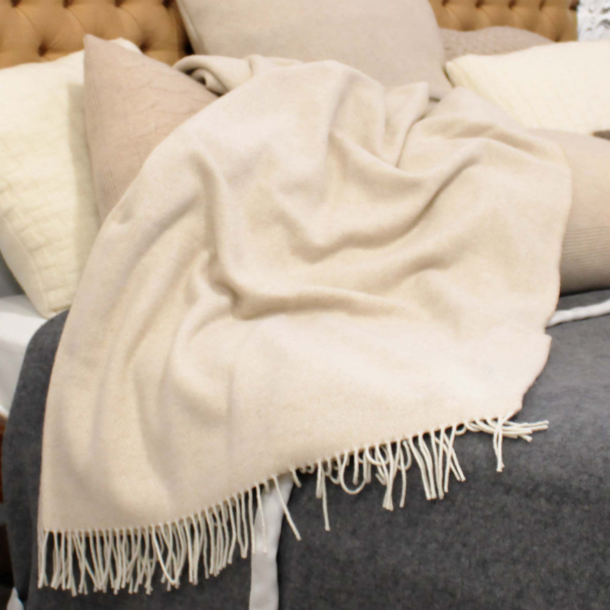 Plaid in Lana e Cashmere con Frange - Thomas Plaid Lisola