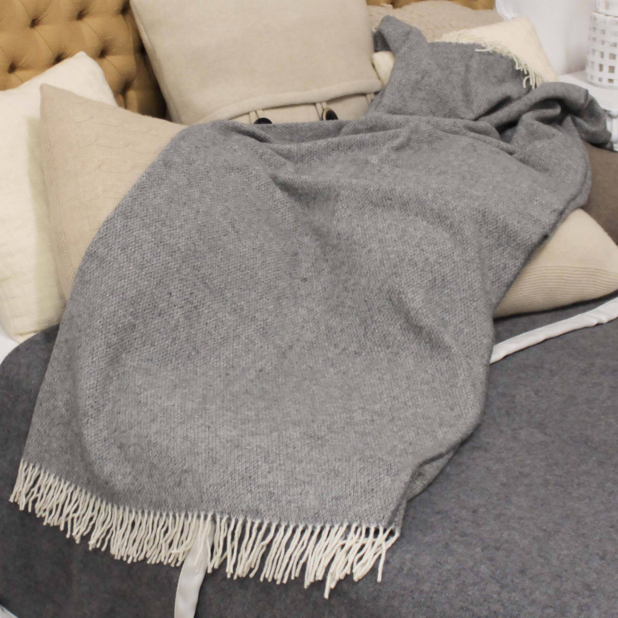 Plaid in Lana e Cashmere con Frange - Thomas Plaid Lisola