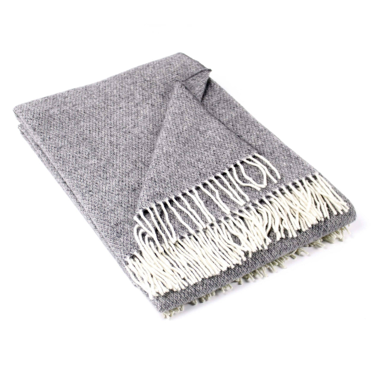 Plaid in Lana e Cashmere con Frange - Thomas Plaid Lisola Plaid Grigio