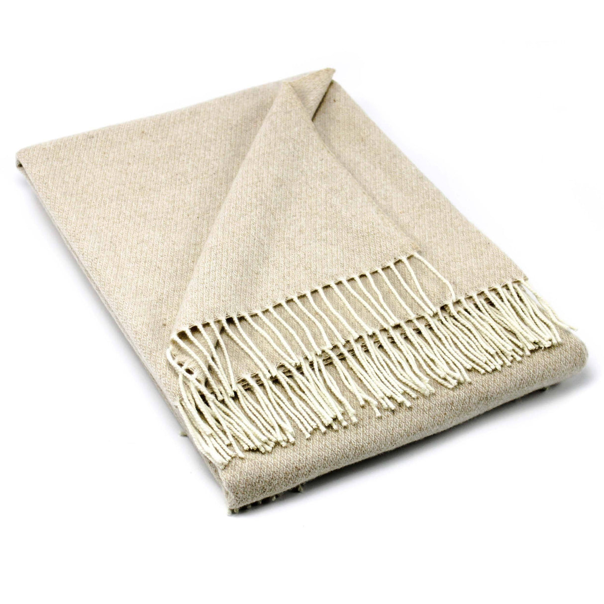 Plaid in Lana e Cashmere con Frange - Thomas Plaid Lisola Plaid Tortora