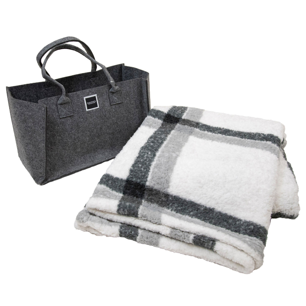Plaid in MicroPile con Borsa Coordinata - Cambridge Plaid Daunex Grigio