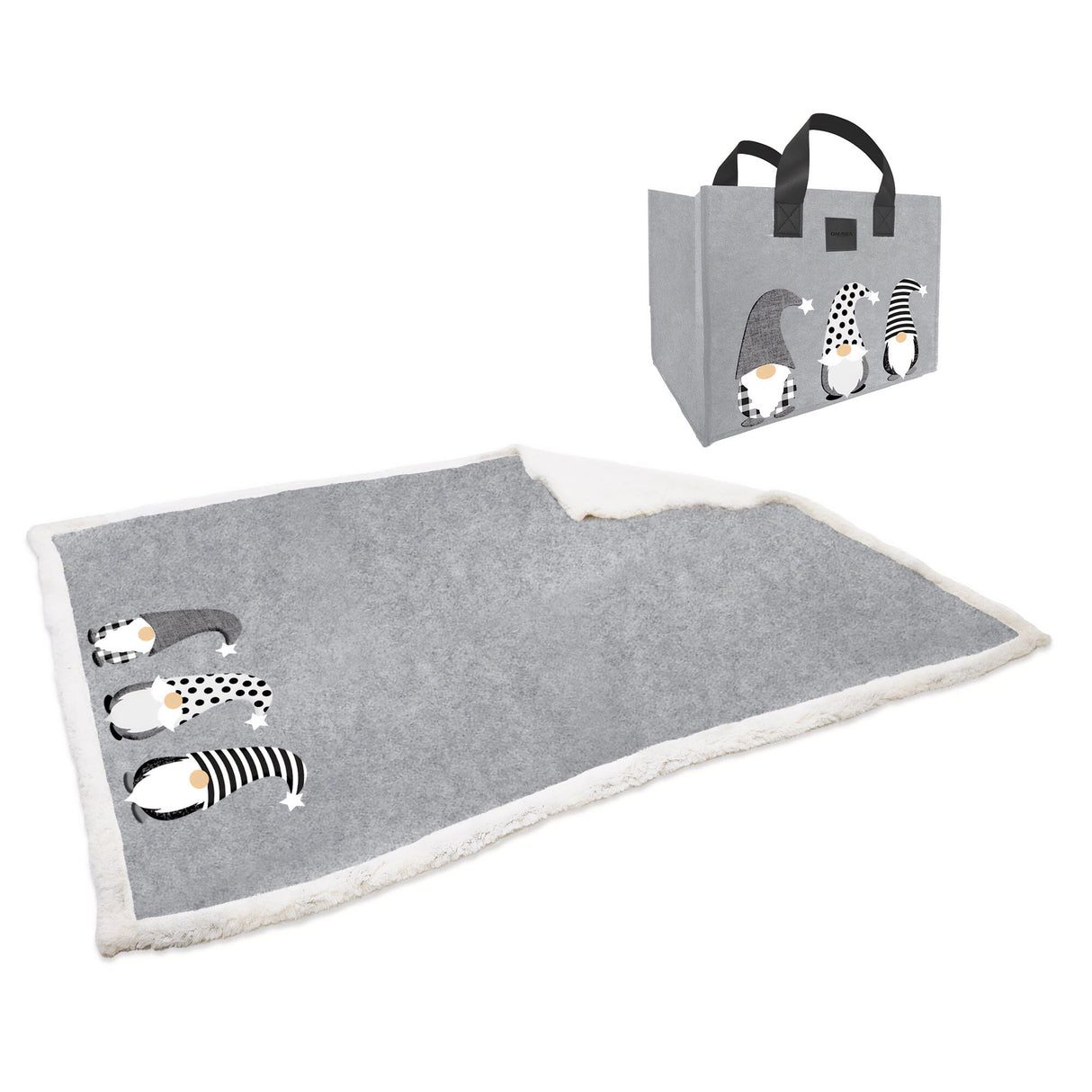 Plaid in MicroPile con Borsa Coordinata - I Tre Gnomi Plaid Daunex Plaid Grigio Perla