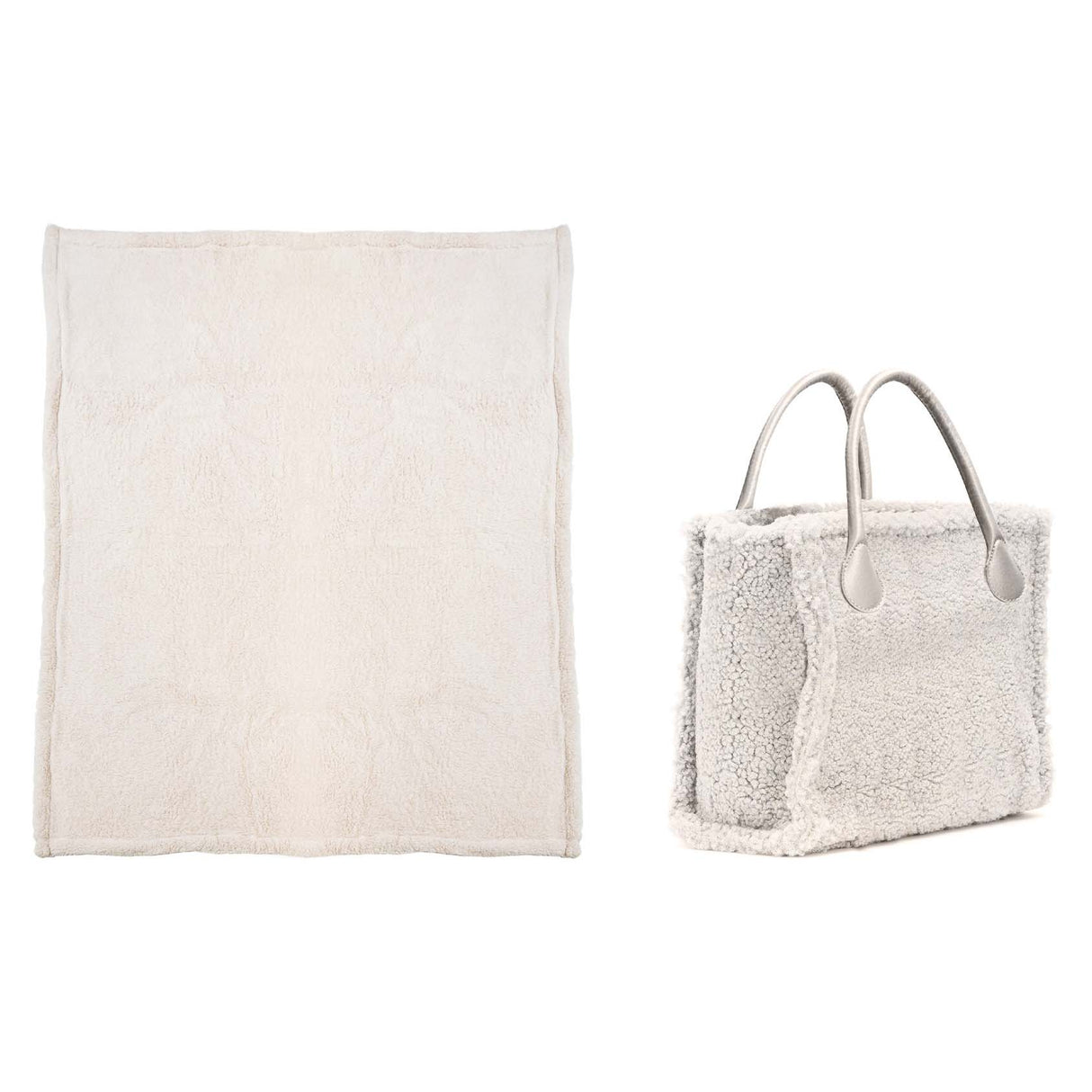 Plaid in MicroPile con Borsa Coordinata - Sofy Plaid Daunex Plaid Ecru