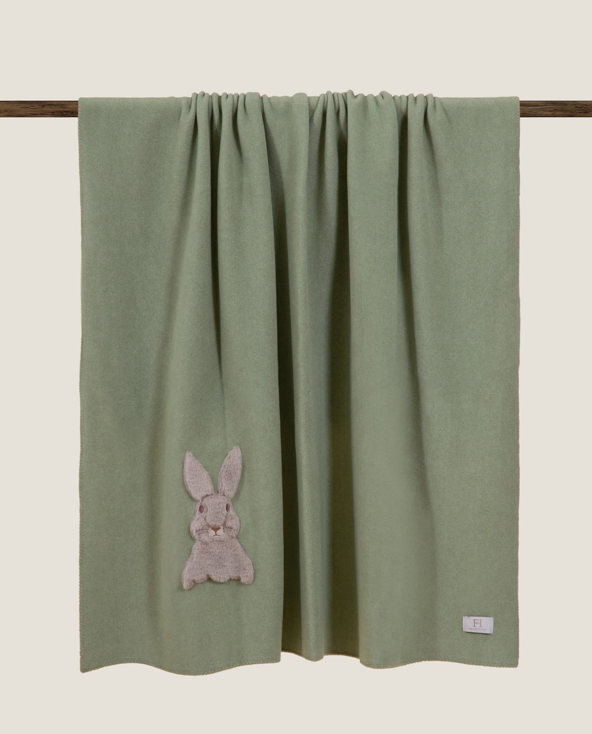 Plaid in Misto Cotone con Applicazione - Sweet Rabbit Plaid Frati Home Plaid Oliva