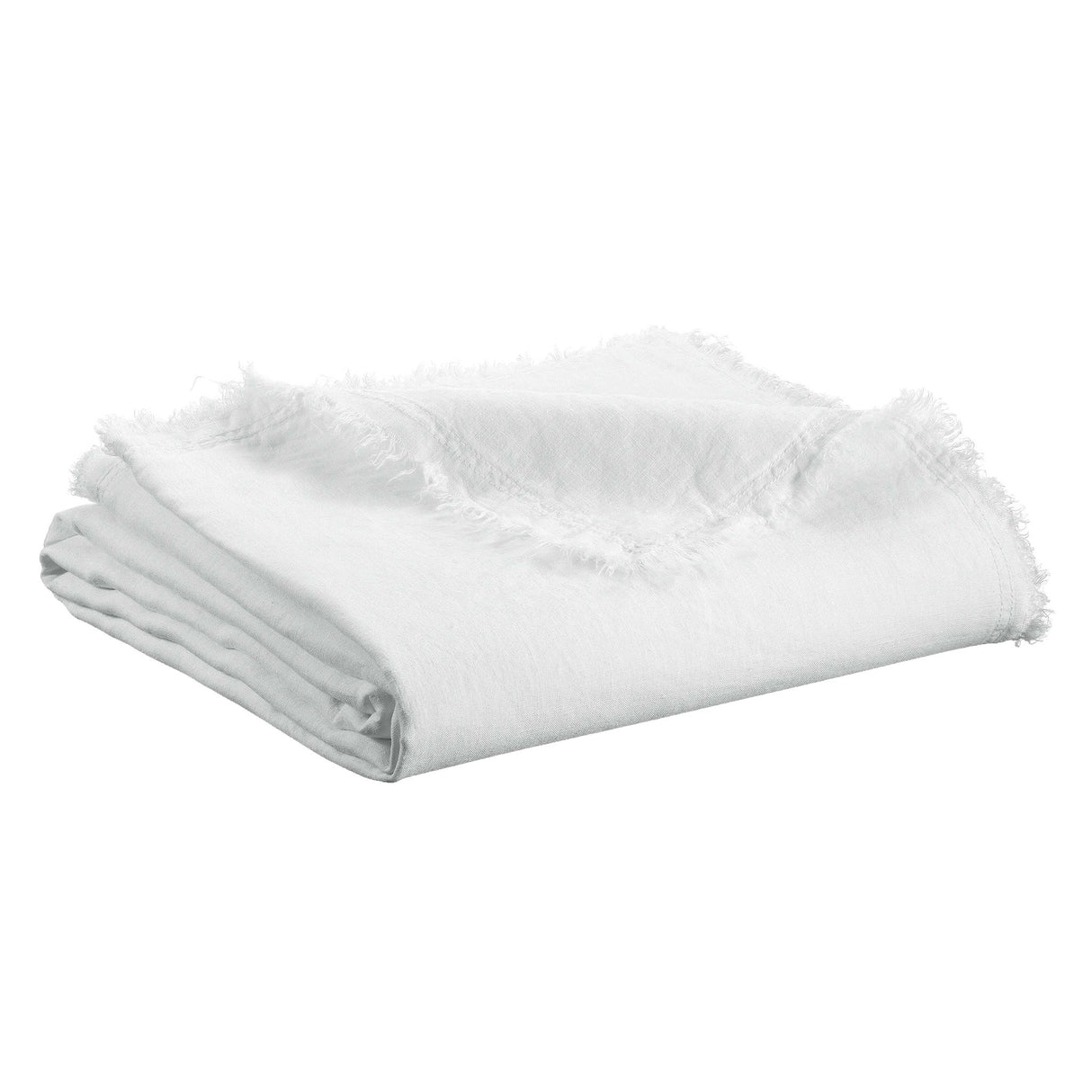 Plaid Reversibile in Puro Cotone e Puro Lino a Frange Tinta Unita Plaid Vivaraise Bianco