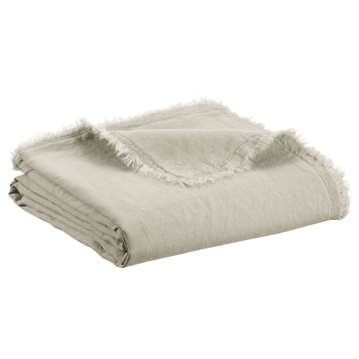 Plaid Reversibile in Puro Cotone e Puro Lino a Frange Tinta Unita Plaid Vivaraise Naturale