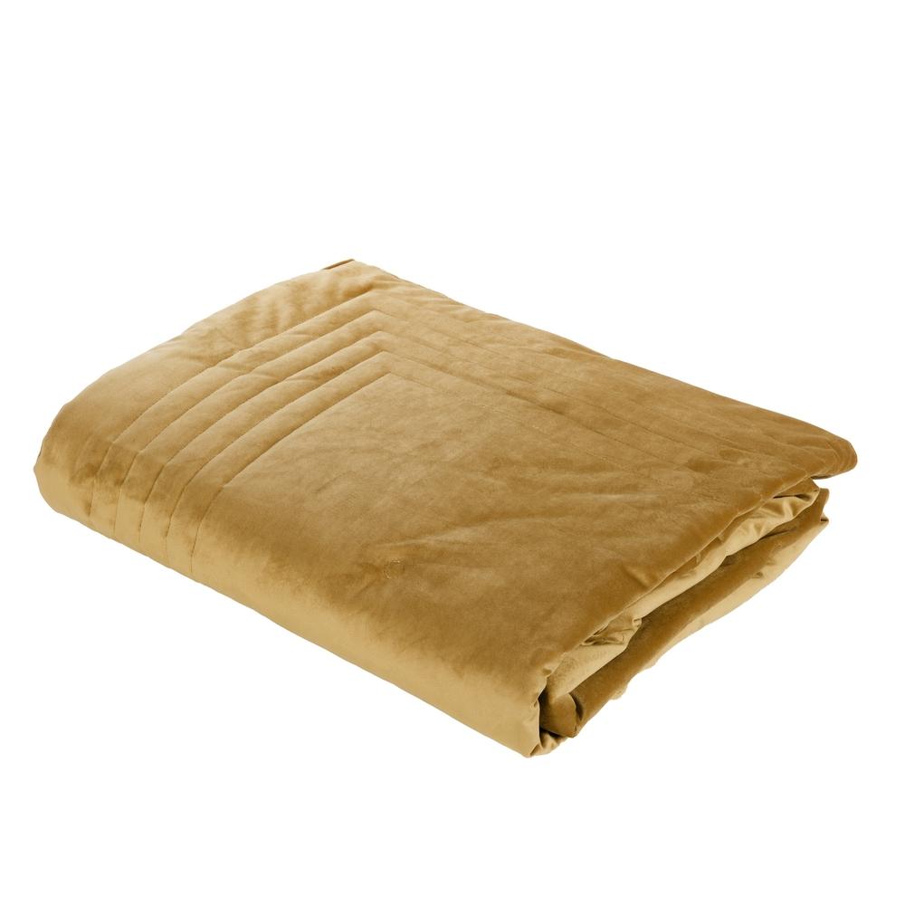 Plaid Trapuntato in Velluto Tinta Unita - Fascino Plaid Fazzini Singolo Ocra