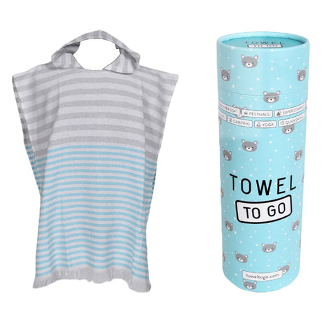 Poncho in Puro Cotone con Confezione - Playa Telo Mare Towel to GO Azzurro