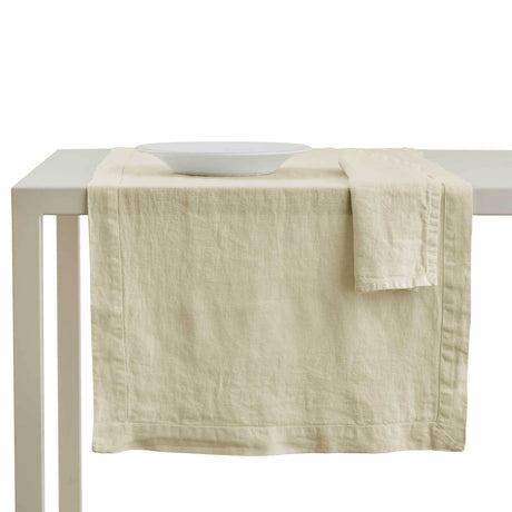 Runner in Puro Lino StoneWashed no Stiro - Andromeda Runner Lisola Beige (Corda)