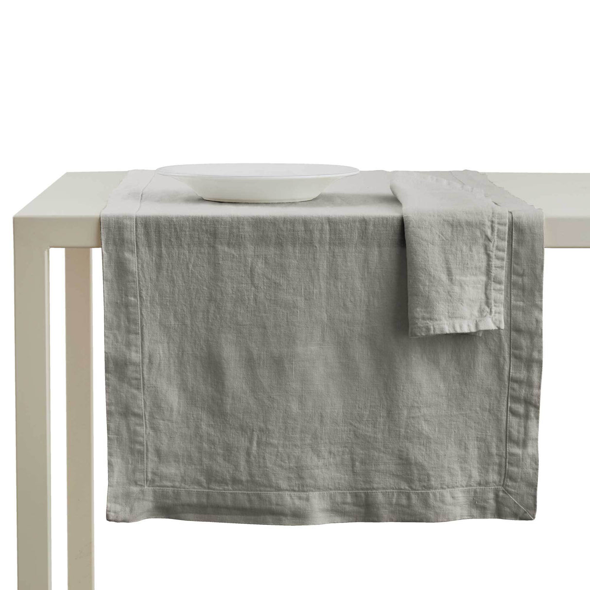 Runner in Puro Lino StoneWashed no Stiro - Andromeda Runner Lisola Grigio Chiaro (Prisma)