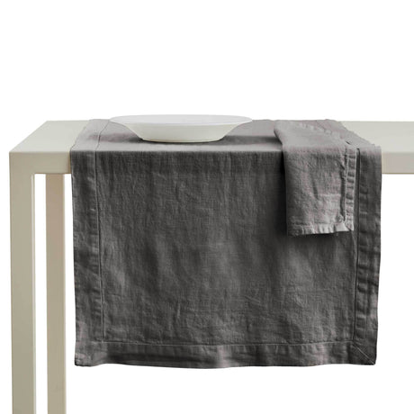 Runner in Puro Lino StoneWashed no Stiro - Andromeda Runner Lisola Grigio Scuro (Grisaglia)