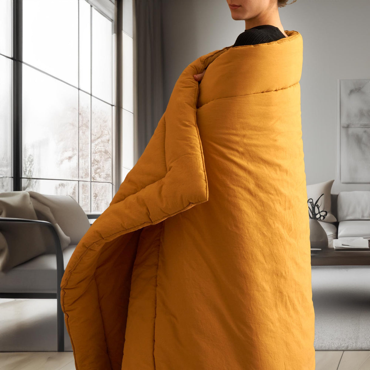 Scaldotto in Puro Cotone Tinto in Capo - Senna Plaid Lisola Stone