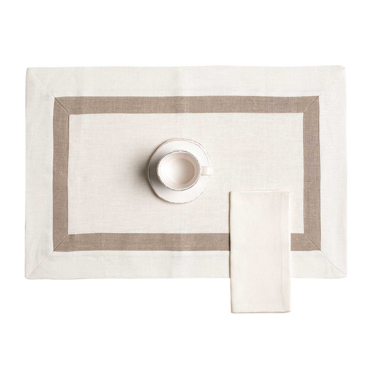 Set 2 Americani in Puro Lino con Balza Interna in Contrasto - Sole Americano Lisola Avorio