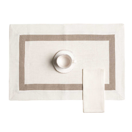 Set 2 Americani in Puro Lino con Balza Interna in Contrasto - Sole Americano Lisola Avorio