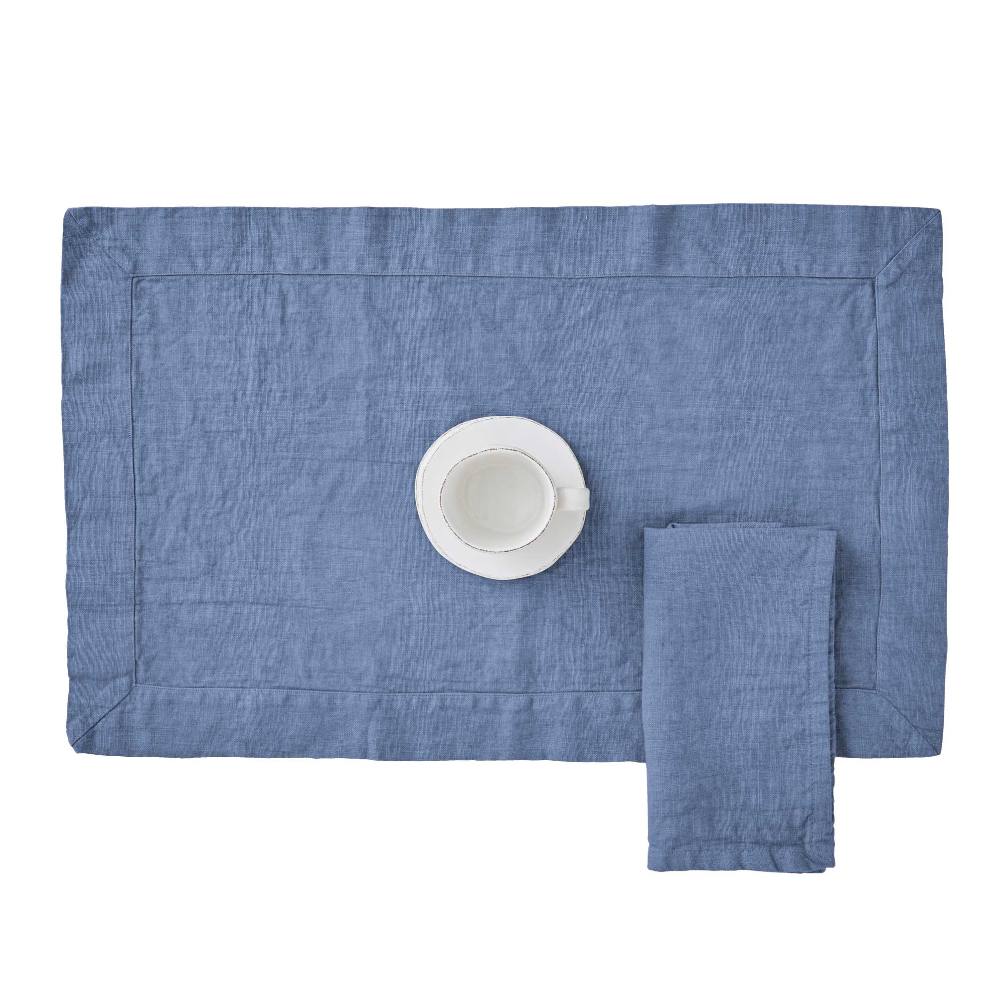 Set 2 Americani in Puro Lino StoneWashed no Stiro - Andromeda Americano Lisola Blu (Lavagna)
