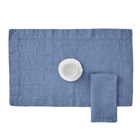 Set 2 Americani in Puro Lino StoneWashed no Stiro - Andromeda Americano Lisola Blu (Lavagna)