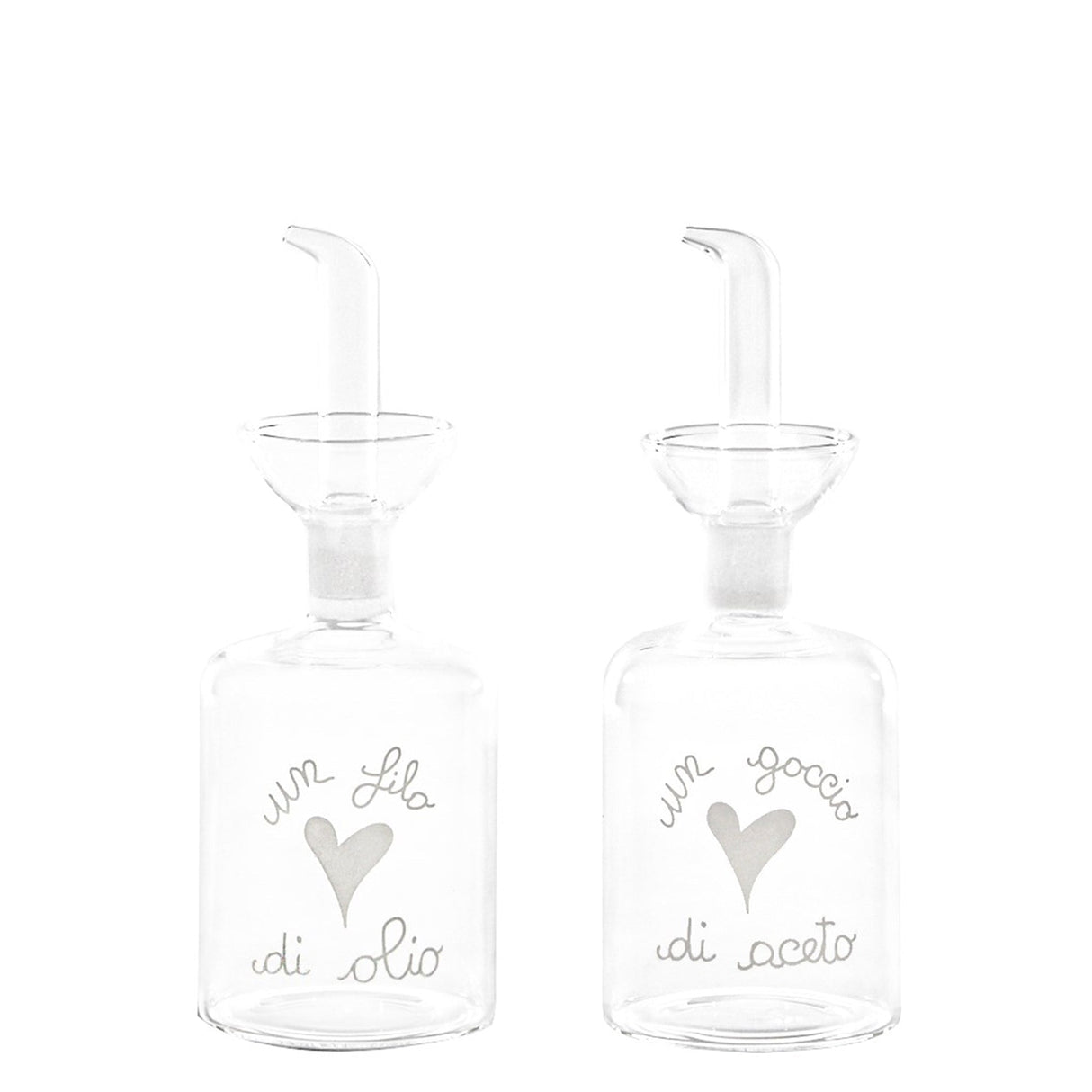 Set 2 Bottiglie in Vetro Borosilicato Serigrafate - Olio e Aceto Bottiglie Simple Day Bianco