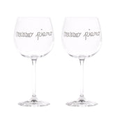 Set 2 Calici Vino Serigrafati - Mezzo Pieno Calice Simple Day Bianco