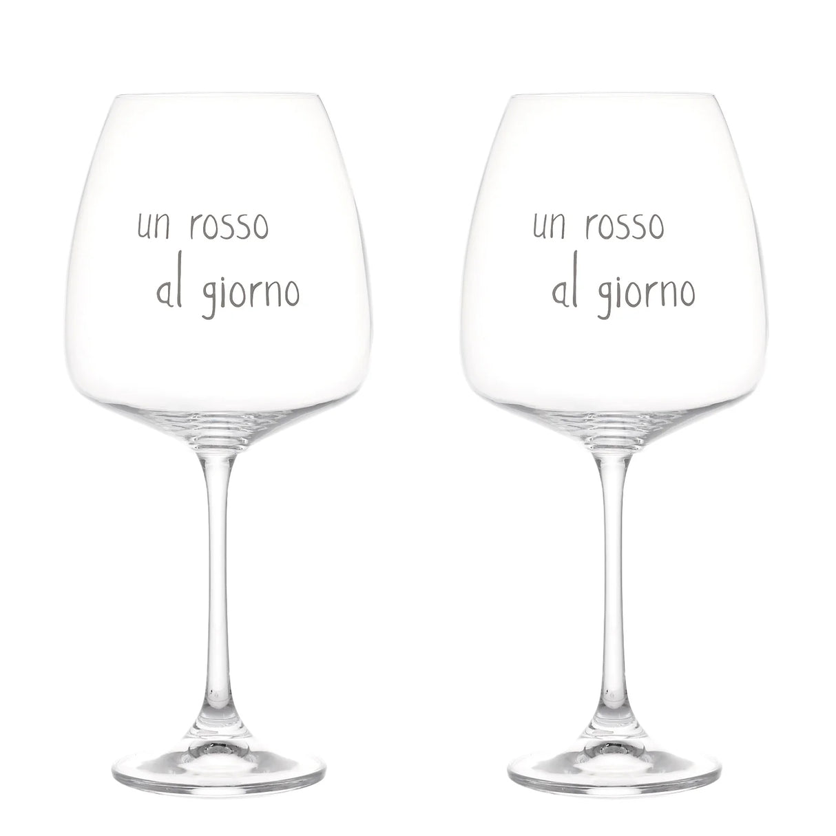 Set 2 Calici Vino Serigrafati - Un Rosso al Giorno Canovaccio Simple Day