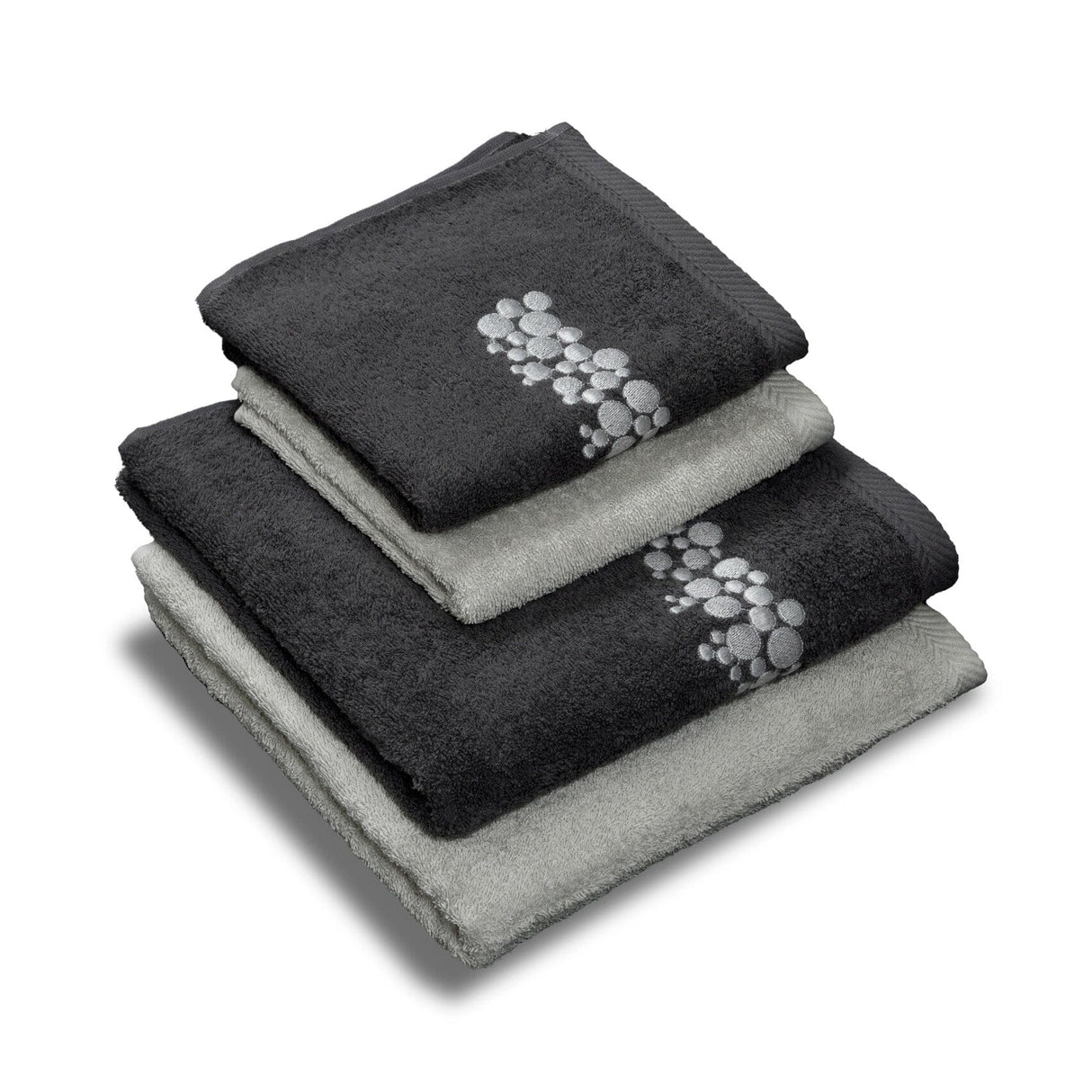 Set 2 Coppie di Spugna Ricamata - Bellaria Coppia di spugna Dea Antracite/Perla