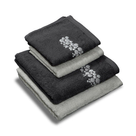 Set 2 Coppie di Spugna Ricamata - Bellaria Coppia di spugna Dea Antracite/Perla