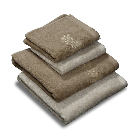 Set 2 Coppie di Spugna Ricamata - Bellaria Coppia di spugna Dea Fango/Tortora