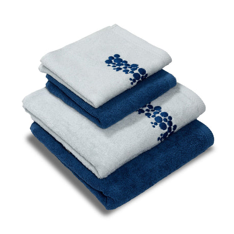 Set 2 Coppie di Spugna Ricamata - Bellaria Coppia di spugna Dea Ghiaccio/Blu Mare