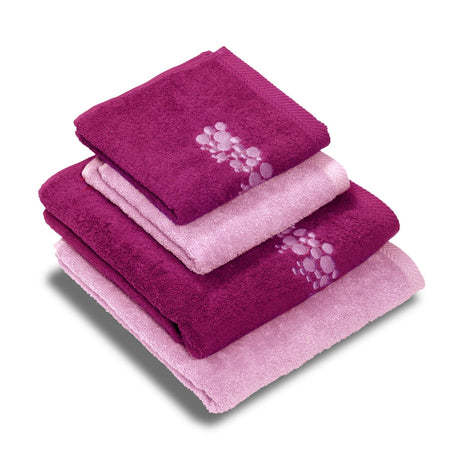 Set 2 Coppie di Spugna Ricamata - Bellaria Coppia di spugna Dea Viola/Rosa