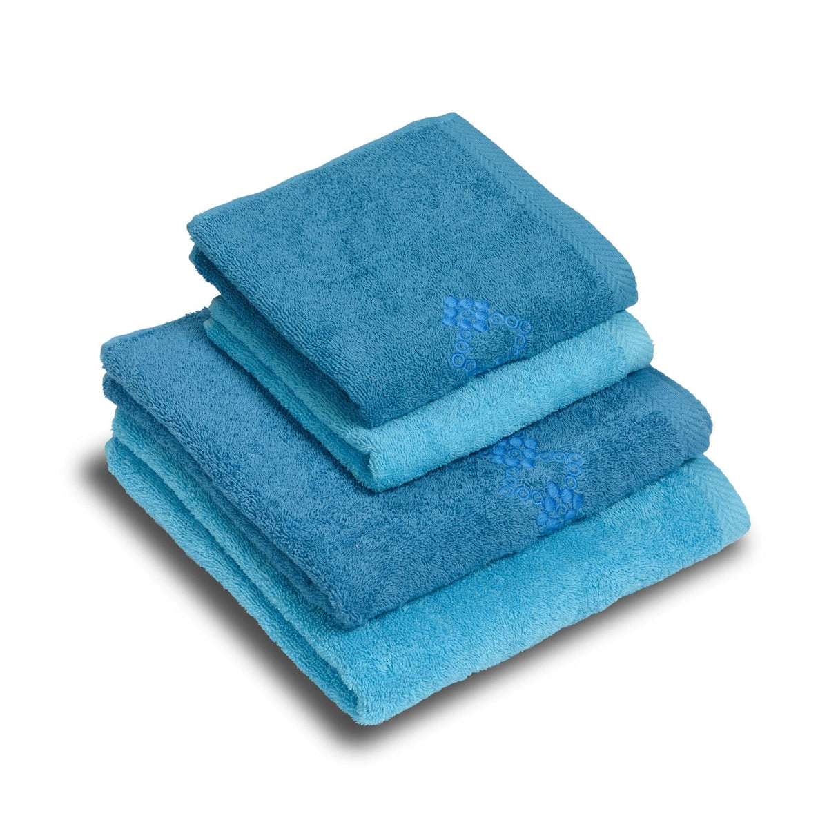 Set 2 Coppie di Spugna Ricamata - Silvia Coppia di spugna Dea Acqua/Turchese