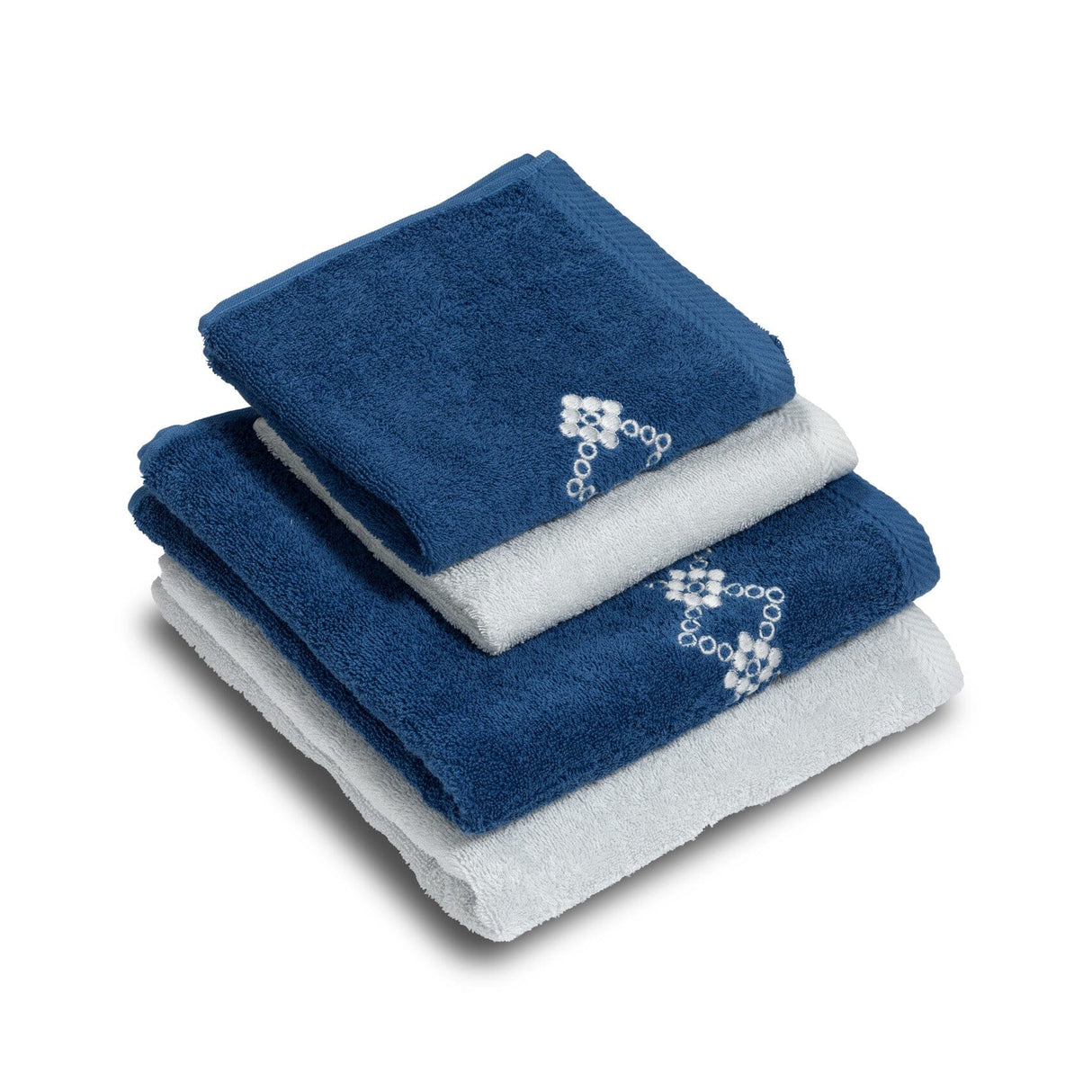 Set 2 Coppie di Spugna Ricamata - Silvia Coppia di spugna Dea Blu Mare/Ghiaccio