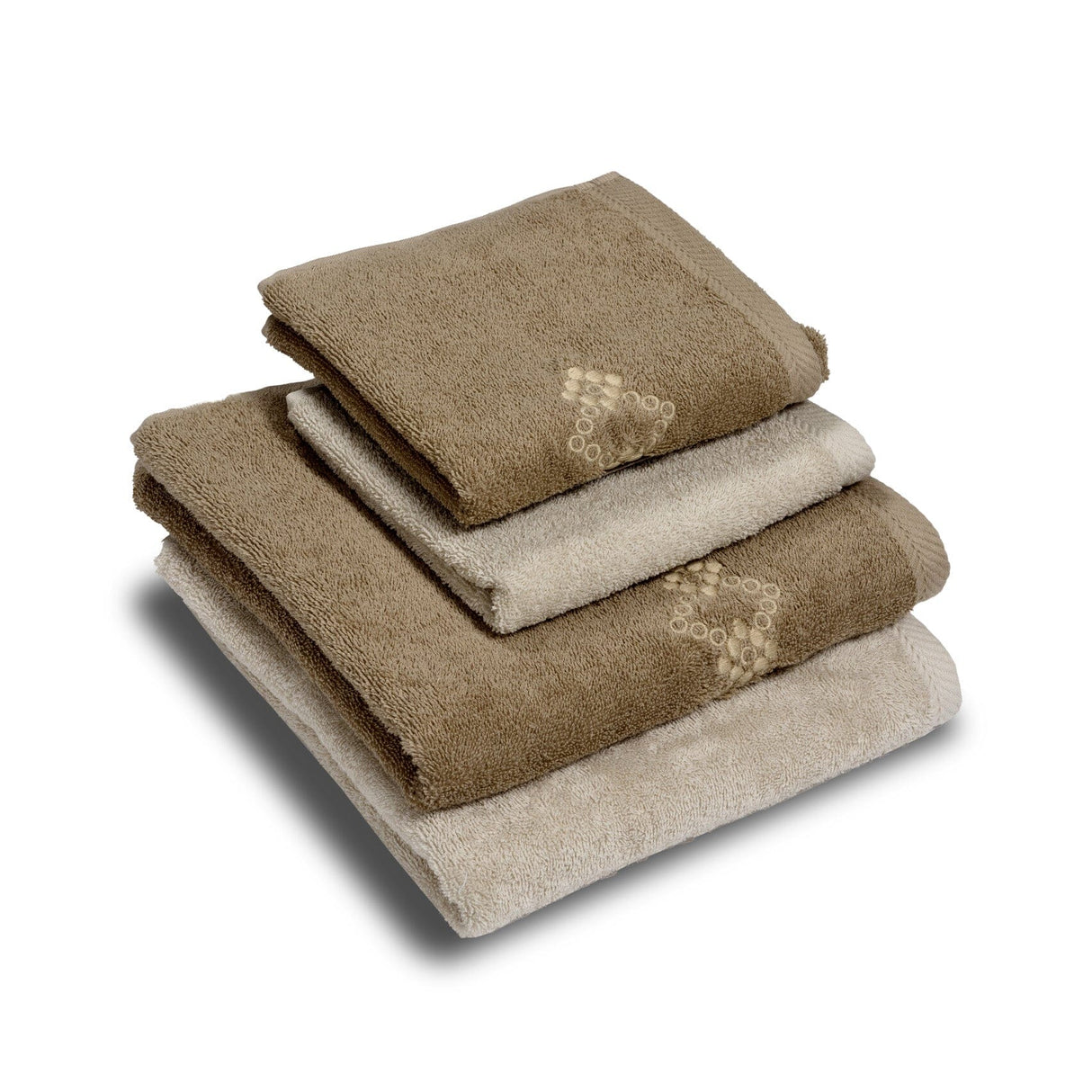 Set 2 Coppie di Spugna Ricamata - Silvia Coppia di spugna Dea Fango/Tortora