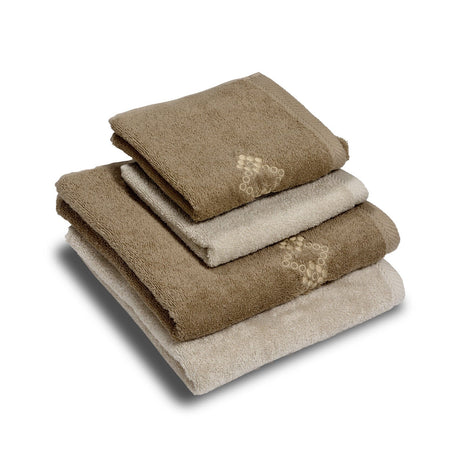 Set 2 Coppie di Spugna Ricamata - Silvia Coppia di spugna Dea Fango/Tortora