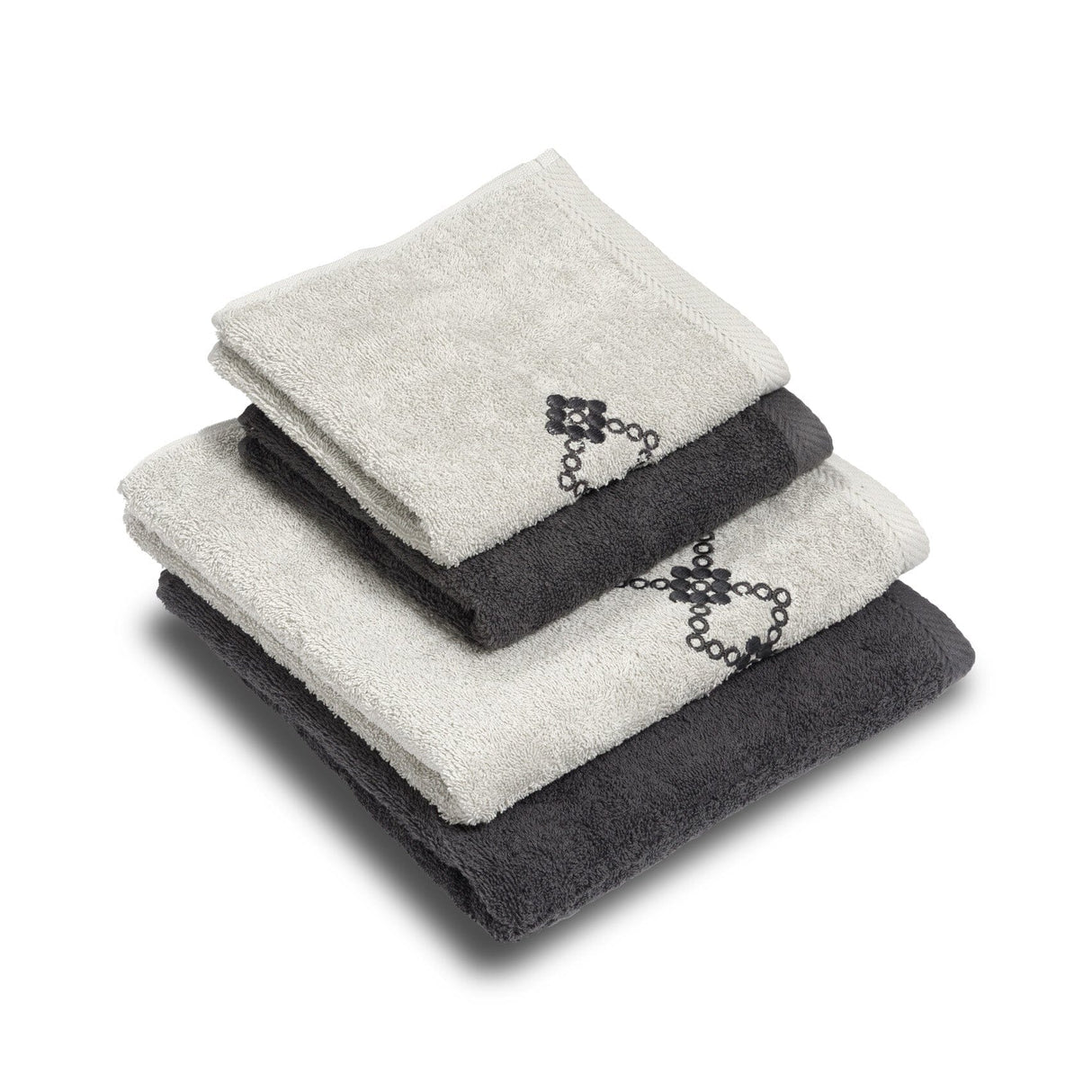 Set 2 Coppie di Spugna Ricamata - Silvia Coppia di spugna Dea Perla/Antracite