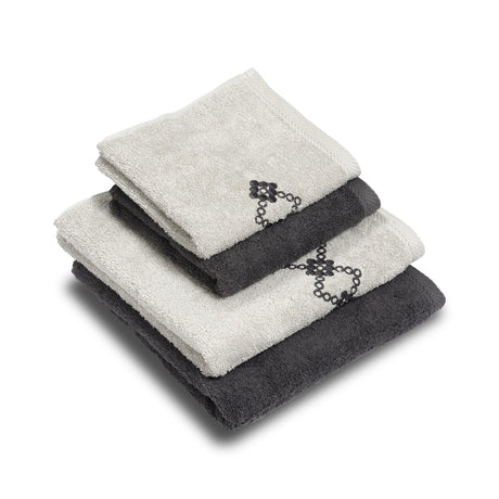 Set 2 Coppie di Spugna Ricamata - Silvia Coppia di spugna Dea Perla/Antracite