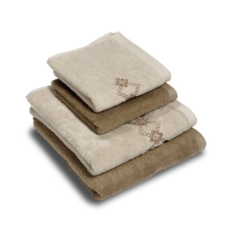 Set 2 Coppie di Spugna Ricamata - Silvia Coppia di spugna Dea Tortora/Fango