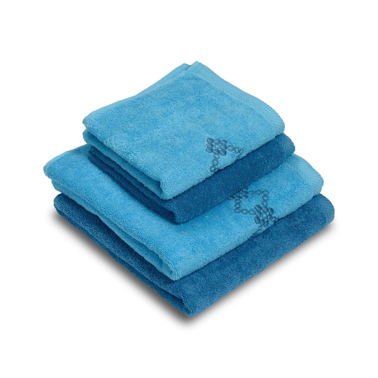 Set 2 Coppie di Spugna Ricamata - Silvia Coppia di spugna Dea Turchese/Acqua