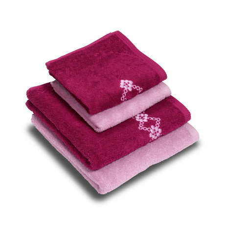 Set 2 Coppie di Spugna Ricamata - Silvia Coppia di spugna Dea Viola/Rosa