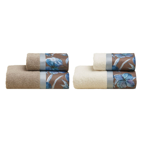 Set 2 Coppie in Spugna di Cotone con Balza in Raso - Clori Coppia di spugna Lisola Tortora