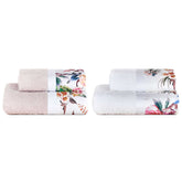 Set 2 Coppie in Spugna di Cotone con Balza in Raso - Kenzia Coppia di spugna Lisola Rosa/Bianco