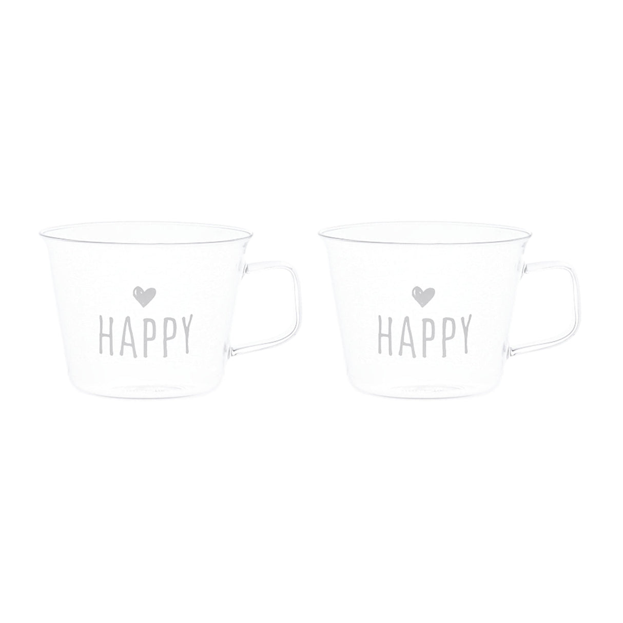 Set 2 Tazze in Vetro Borosilicato Serigrafate - Happy tazze Simple Day Bianco 