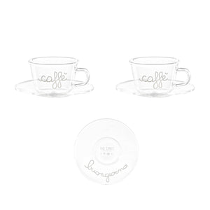 Set 2 Tazzine in Vetro Borosilicato Serigrafate - Caffè Buongiorno tazze Simple Day Bianco 