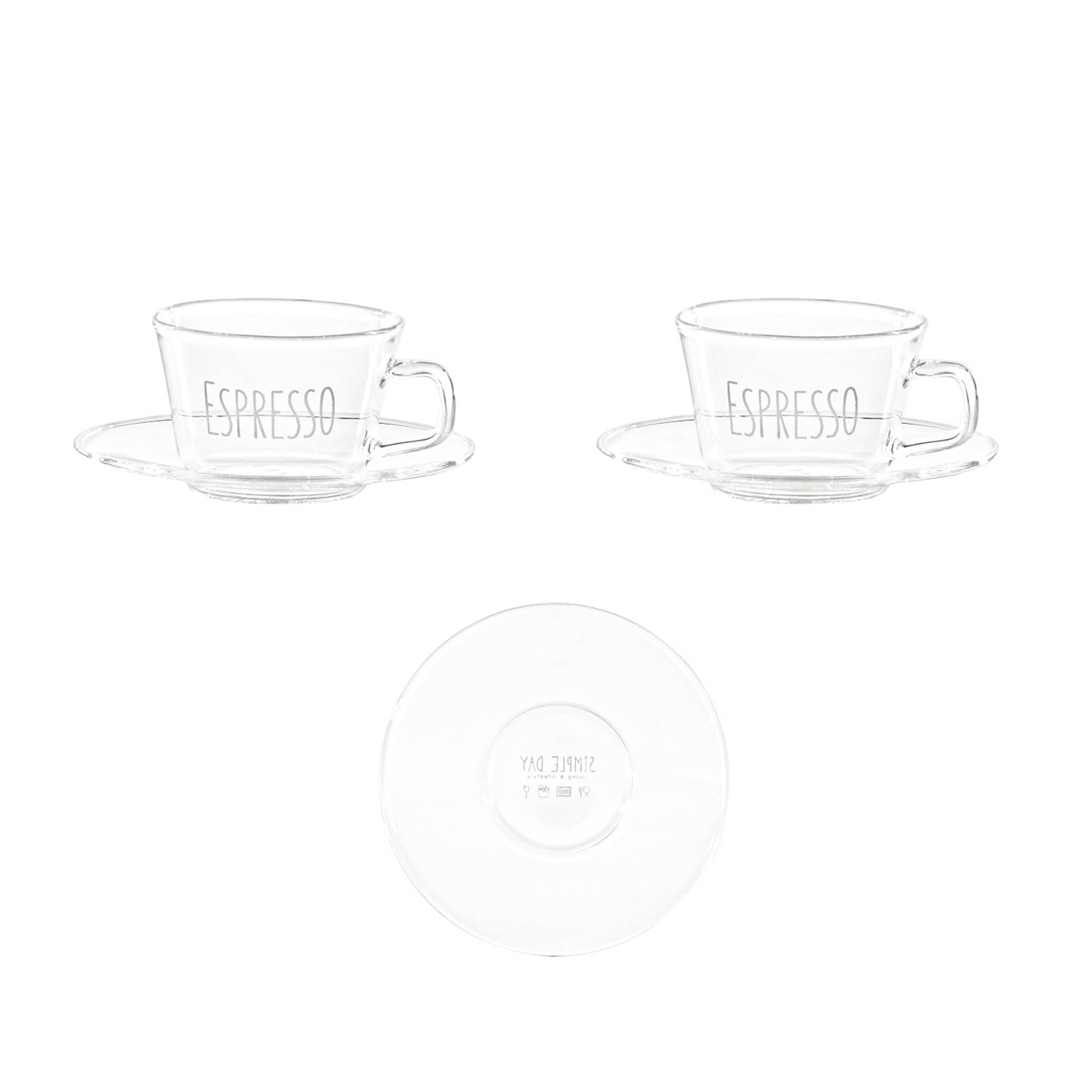 Set 2 Tazzine in Vetro Borosilicato Serigrafate - Espresso tazze Simple Day Bianco