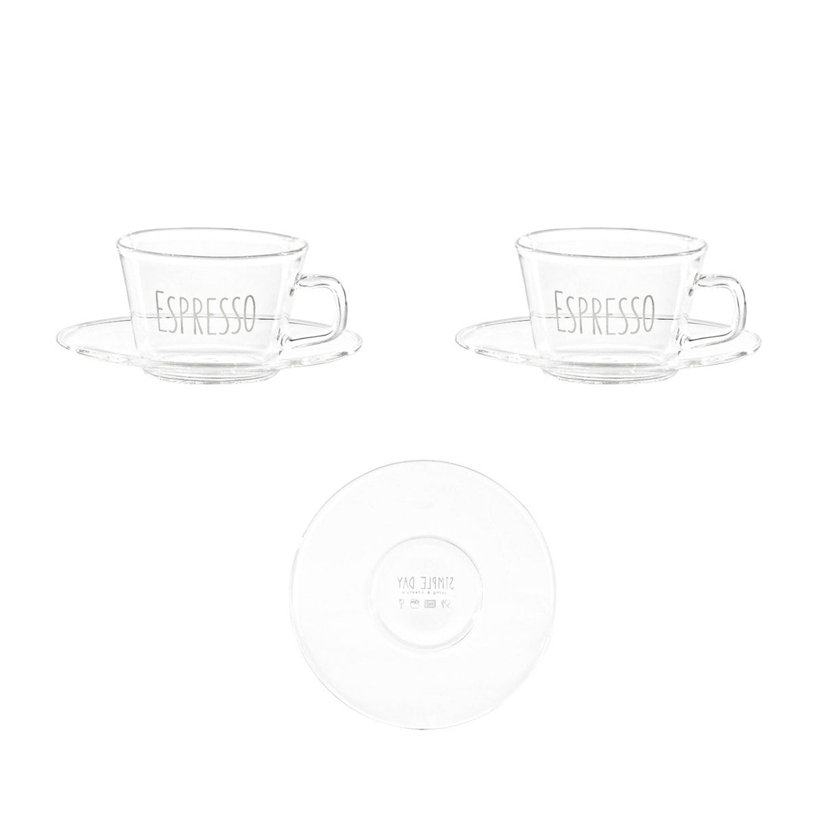 Set 2 Tazzine in Vetro Borosilicato Serigrafate - Espresso tazze Simple Day Bianco 