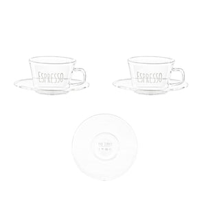 Set 2 Tazzine in Vetro Borosilicato Serigrafate - Espresso tazze Simple Day Bianco 