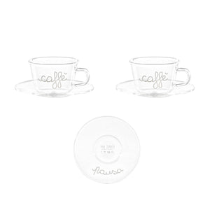 Set 2 Tazzine in Vetro Borosilicato Serigrafate - Pausa Caffè tazze Simple Day Bianco 