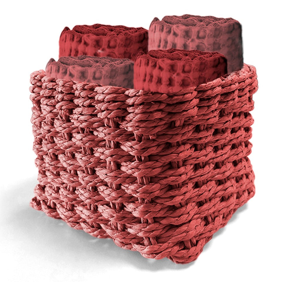 Set 4 Lavette in Spugna di Cotone Tinta Unita - Waffle Lavetta Daunex Bordeaux