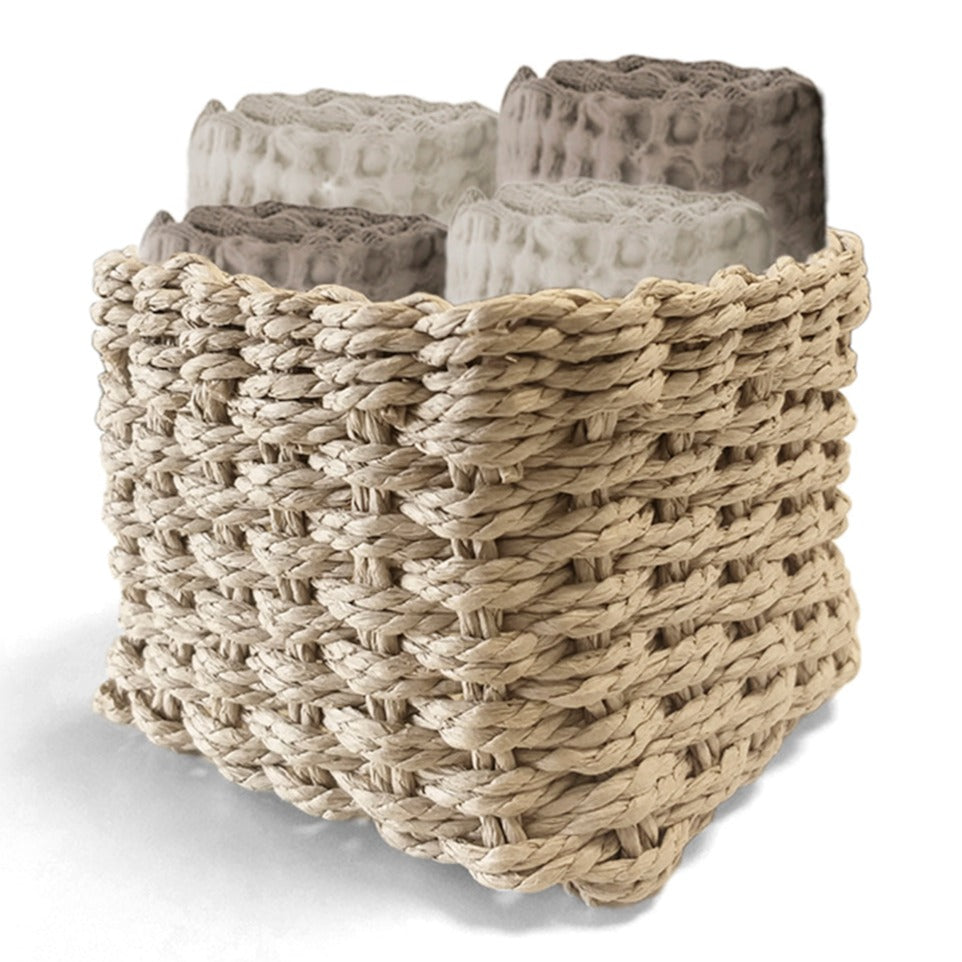 Set 4 Lavette in Spugna di Cotone Tinta Unita - Waffle Lavetta Daunex Corda