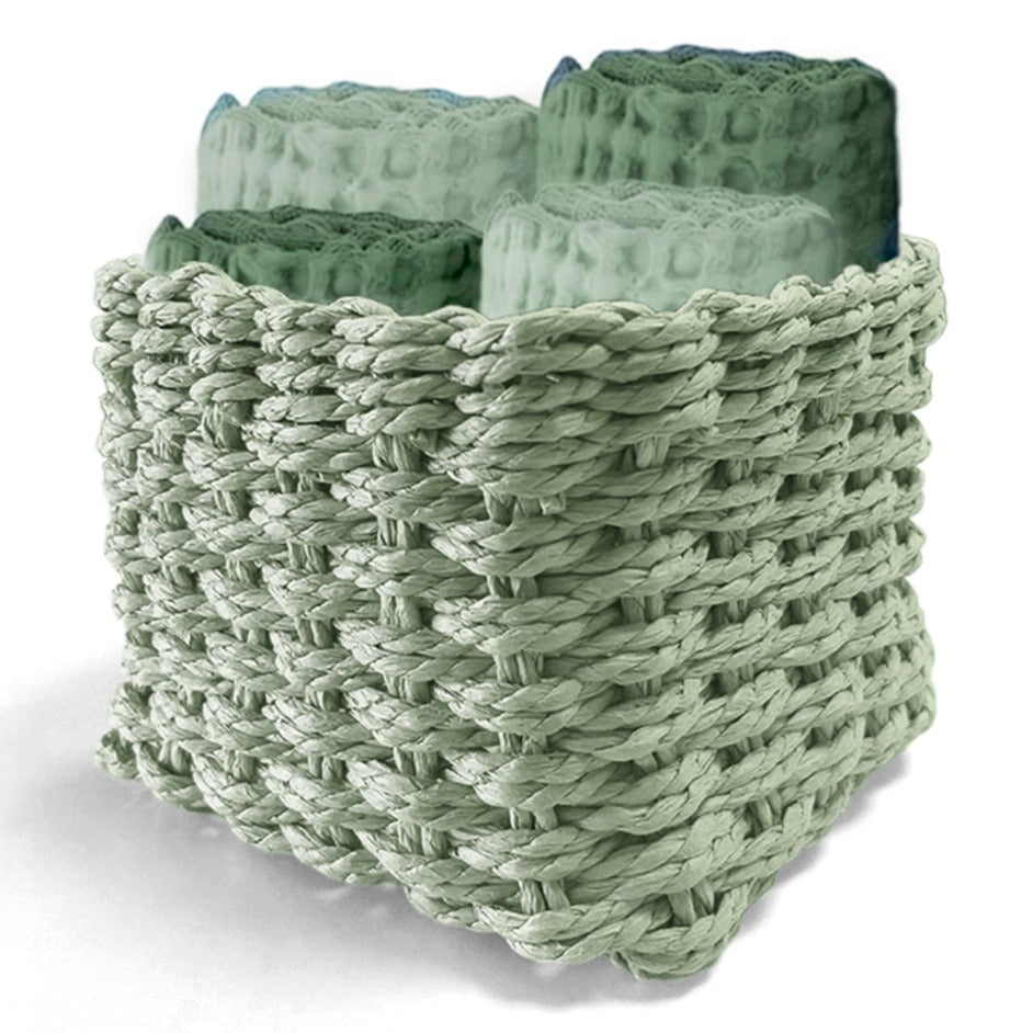 Set 4 Lavette in Spugna di Cotone Tinta Unita - Waffle Lavetta Daunex Salvia