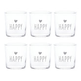 Set 6 Bicchieri Acqua Serigrafati - Happy Bicchieri Simple Day Bianco
