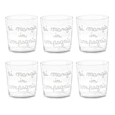 Set 6 Bicchieri Acqua Serigrafati - Si Mangia in Compagnia Bicchieri Simple Day Bianco